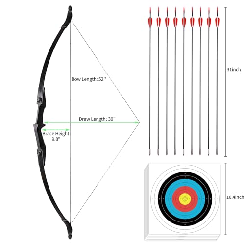 LWANO Archery Recurve Bow and Arrow Set for Adults/Youth/Teens Beginners - size: 40lbs