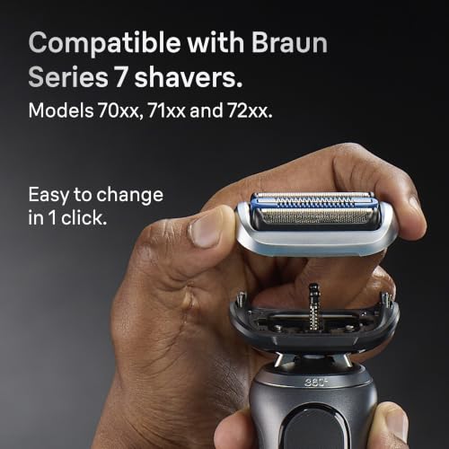 Braun Series 7 Electric Shaver Replacement Head, Easily Attach Your Shaver Head for a Shave as efficient as Day one, Compatible with New Generation Series 7 Shavers, 74S, Silver
