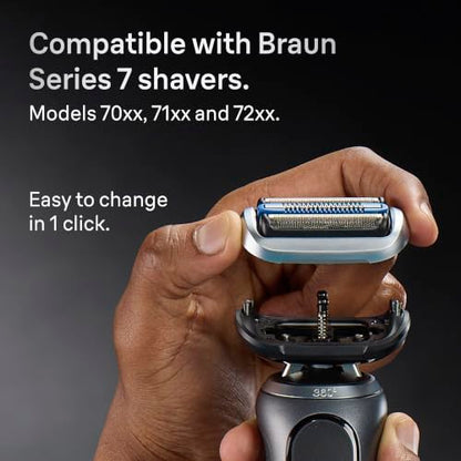 Braun Series 7 Electric Shaver Replacement Head, Easily Attach Your Shaver Head for a Shave as efficient as Day one, Compatible with New Generation Series 7 Shavers, 74S, Silver