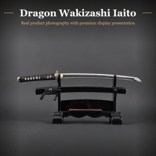 Unsharpened Stainless Steel Wakizashi, Iaido Iaito Training Short Sword - color: Dragon-696
