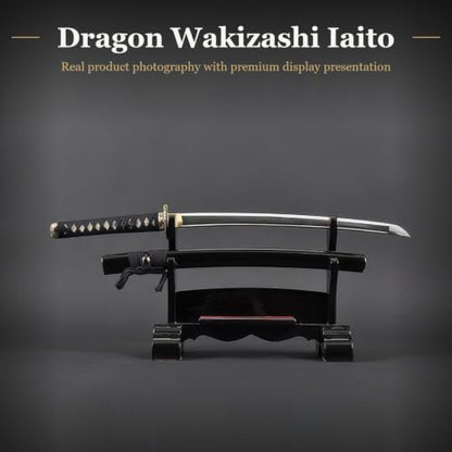 Unsharpened Stainless Steel Wakizashi, Iaido Iaito Training Short Sword - color: Dragon-696