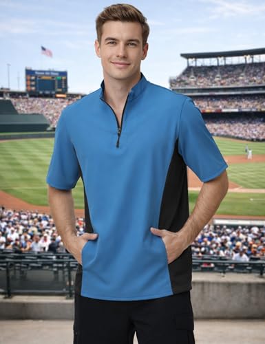 Men’s Cage Jacket Baseball Windbreaker Lightweight Batting Practice Pullover for Training Water-Resistant Jacket - color: Blue, size: Small