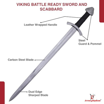 Armory Replicas™ Medieval Hand Forged Knight Sword EN45 Carbon Steel Full Tang with Scabbard - style: Forged Tempered Sword