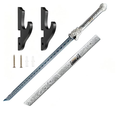Full Tang Carbon Steel Katana, Unsharpened Samurai Sword with Custom Engraving & Adjustable Wall Hook, Anime Cosplay Sword for Collection, Decoration & Gifting
