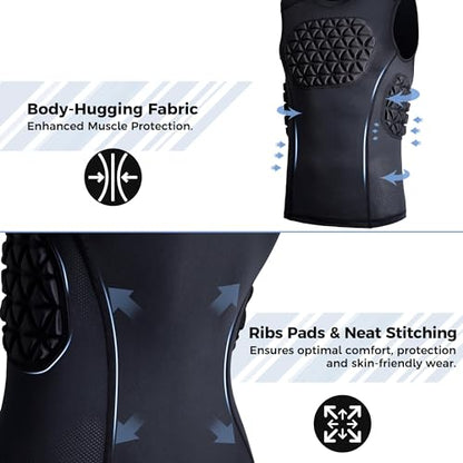 Adult Baseball Chest Rib Protector Padded Compression Shirt - color: White, size: Medium