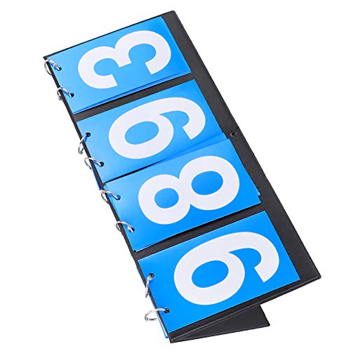 Qiilu Number Flip Chart Number Flip Cards Blue Cloth Metal Cardboard 4‑Digit Scoreboard Sports Competition Score Keeper for Table Tennis Basketball Badminton Blue