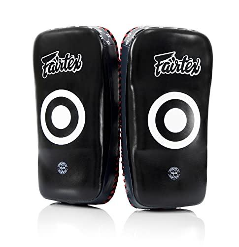 Fairtex Curved Muay Thai Pads, Kickboxing Punching Kicking Striking Shield - color: Black/Blue, size: Extra Thick