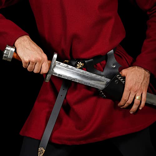 Mythrojan Medieval Sword Frog Adventurer with Leather Holder for Universal Rapier, Broadsword, Cutlass - style: Black (7.5" X 5")