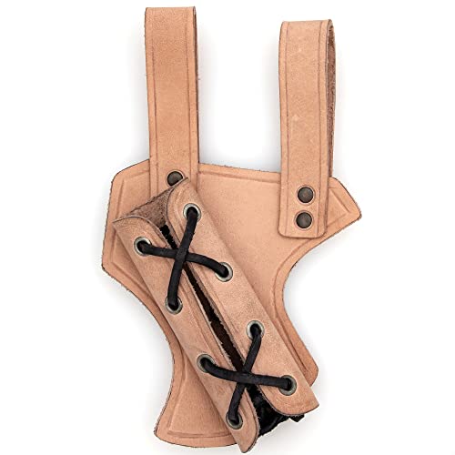 Armory Replicas™ - Genuine Bovine Leather Hawk Wood Sword Frog - Medieval Inspired Adjustable LARP Sabre Rapier Sword Weapon Frog Holster Holder Accessory - color: Natural, style: Right