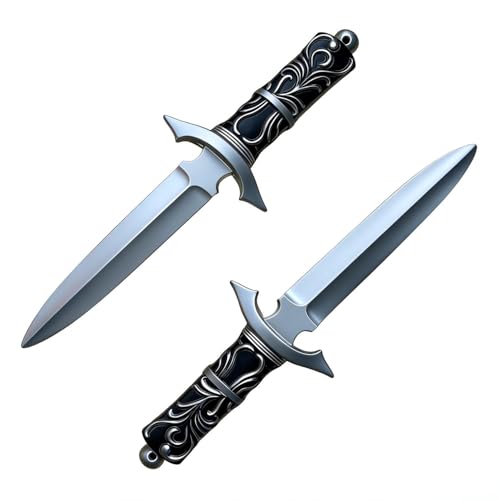 Realistic Fake Sword Foam Knife, 15" Fake Dagger Knife Prop,Medieval Knight Weapons for LARP Costume Halloween - color: Black