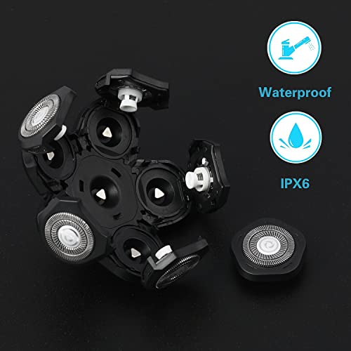 6 Blade Shaver Replacement Heads for Bald Men with Blade Cover (Black) - color: Black1