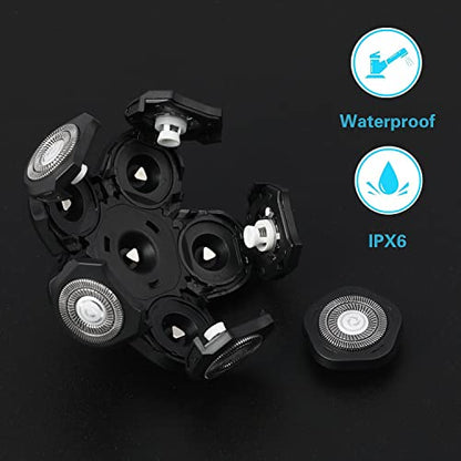 6 Blade Shaver Replacement Heads for Bald Men with Blade Cover (Black) - color: Black1