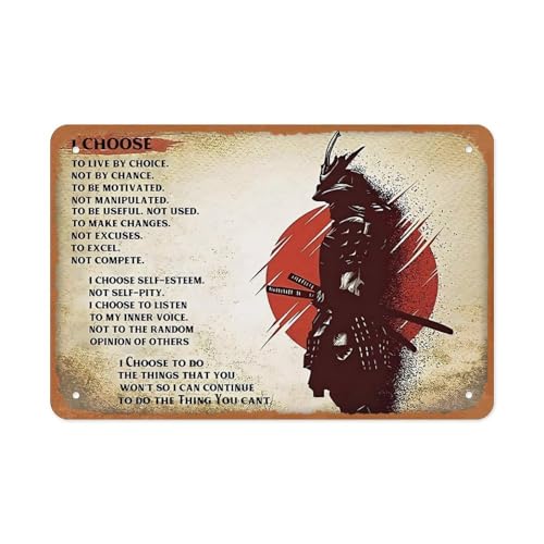 I Choose Samurai Motivational Metal Sign – Japanese Warrior Quote Wall Art, Inspiration Poster for Gym, Office, Home Decor, Mental Strength Gift 8×12 Inch - color: style-8