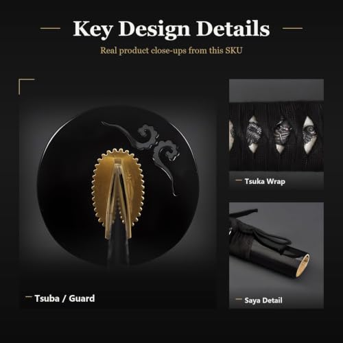 1045 Katana, Hand Forged Full Tang Japanese Sword | Classic Tsuba Series - color: Cloud Scroll 283