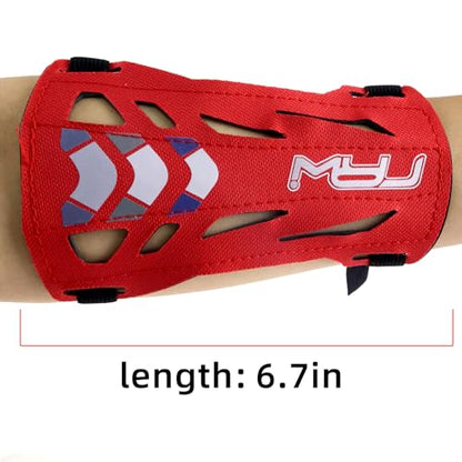 11.2in Long/6.7in Short Armguard Professional Competition Archery Bow Range with 4-Strap/2-Strap Buckles Shooting Practice Guard Nylon Carbon Forearm Protector Arm Guard - size: Red Short