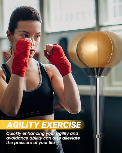 Stand Punching Bag with Gloves, 47-59IN Speed Ball Fitness Reflex Bag