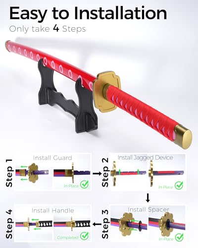 Cold Blade Katana Sword - 41 inches Katana Replica with Holster Belt and Display Stand - Sword with Authentic Design - color: Timeless Dawn