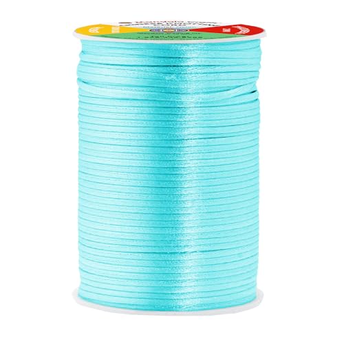 Mandala Crafts 2mm Aqua Rattail Satin Cord for Macrame Chinese Knotting - color: Aqua, size: 2mm 100 Yards