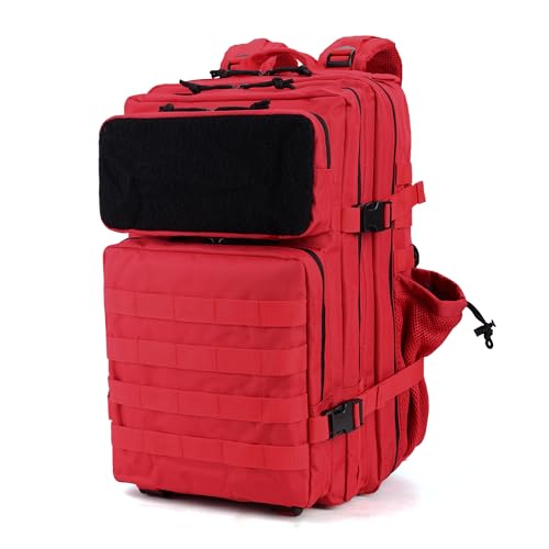 gracedon Tactical Backpack - Military Molle Bag 3 Days Pack for men and Women Large Assault Rucksack 25-45L (45L-Red) - color: 45l-red