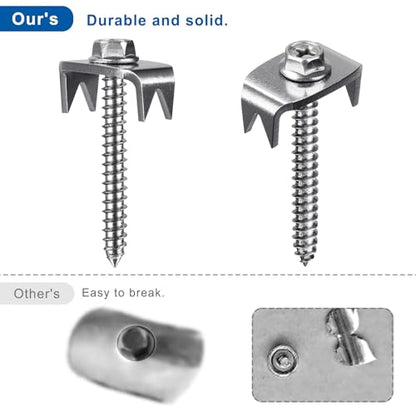 SELEWARE 50 Pcs Stainless Steel Fence Staples Fence Nails for Softwood Reusable Fence Nails for Wire Mesh & Woven Fencing, Fence Fasteners with Wire Fixer, Easy Install & Remove with Power Drill - color: 50 Pcs