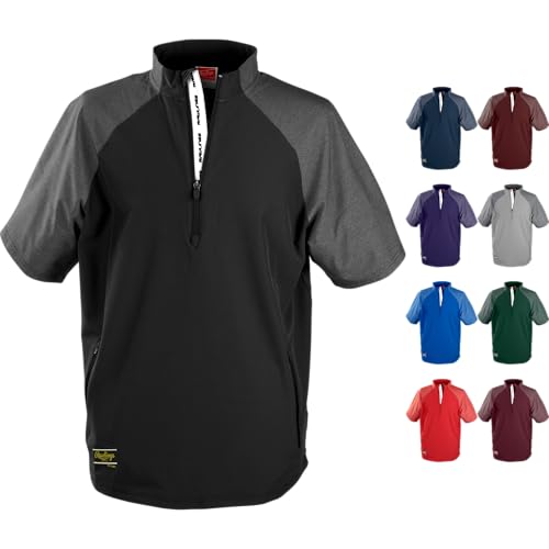 Rawlings | Boy's Colorsync Short Sleeve Cage Jacket | Athletic Training Apparel | Youth Sizes | Multiple Colors - color: Black, size: X-Large