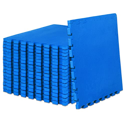 ProsourceFit Extra Thick Puzzle Exercise Mat 1", EVA Foam Interlocking Tiles for Protective, Cushioned Workout Flooring for Home and Gym Equipment, Blue 3-pack - color: Blue, size: 18 Pack (72 SQ FT)