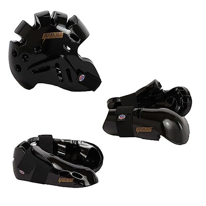 Proforce Lightning Martial Arts Protective Sparring Gear Bundle - Headgear, Gloves, Ultra Kicks - color: Black, size: Adult X-Large