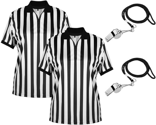 Chicingyou 4 Pcs Referee Shirt Set, Costume for Men and Women Whistle - size: Medium