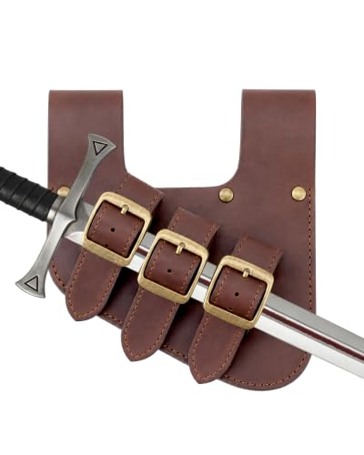 Medieval Viking Sword Frog Holster Leather Belt Holder for Renaissance - color: Dark Brown
