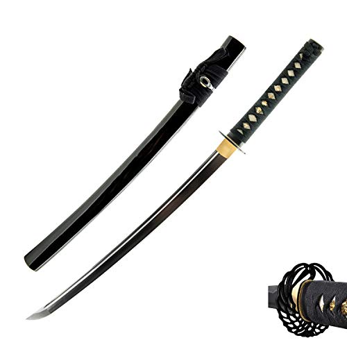 Hand Forged 1060 Carbon Steel Dancing Crane Wakizashi, Full Tang Sword