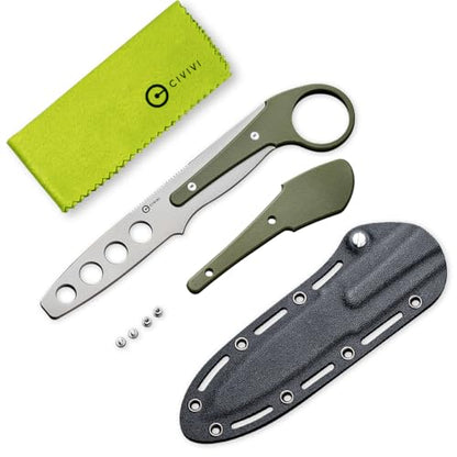 CIVIVI Varius Trainer Fixed Blade Knife for Men, Training Knife with a Kydex Sheath, a Finger Ring and Conventional Handle, 3.26" D2 Dull Blade G10 Handle C22009C-2
