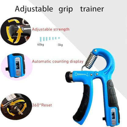 2 Pack Hand Grip Strength Trainer for Muscle Building with Counter, Adjustable Resistance 10-130 lbs, Wrist Forearm Strengthener Finger Strengthener - color: Light blue