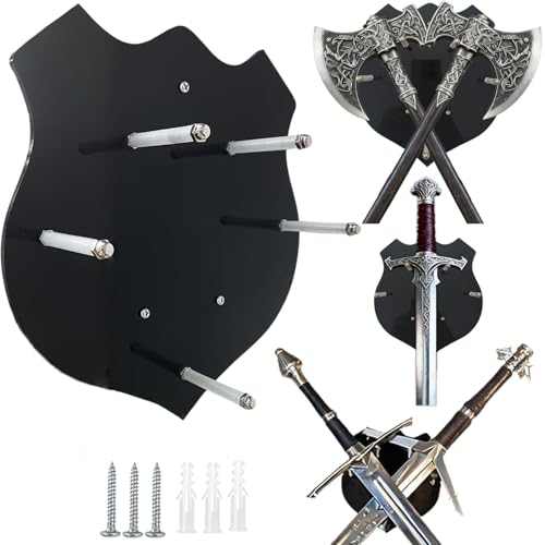 Sword and Axe Wall Mount - Dual-Mode Acrylic Sword and Axe Holder for Vertical or Crossed Display, Longclaw Sword Hanger Rack with Mounting Hardware