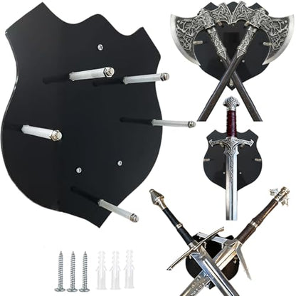 Sword and Axe Wall Mount - Dual-Mode Acrylic Sword and Axe Holder for Vertical or Crossed Display, Longclaw Sword Hanger Rack with Mounting Hardware