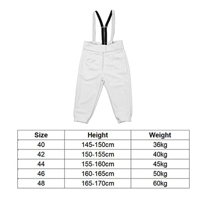 Fencing Pants 350N Fencing Training Equipment Professional Fencing Pants Stab Proof Fabric Fencing Training Pants(42 Size 150‑155cm 40kg)