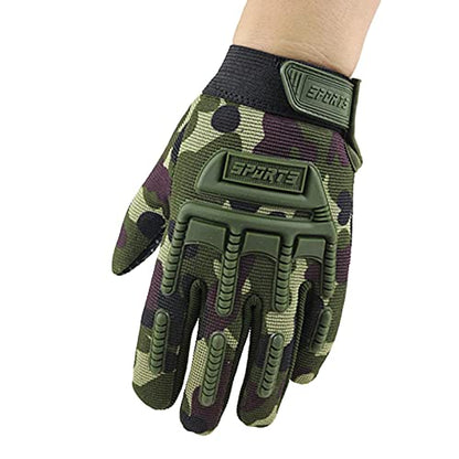 Long Keeper Kids Cycling Tactical Gloves – Boys Sport Climbing Fishing Gloves Anti Slip Full Finger Gloves - color: Style2, Camo, size: Small