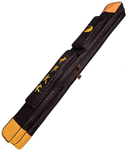 Waterproof Kung Fu Tai Chi Sword Case Double Layer Carrying Bag - color: black&Yellow