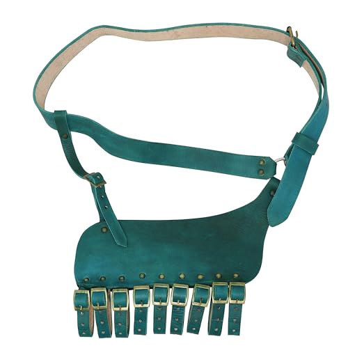 Armory Replicas Handcrafted Rigid Nature Right-Handed Leather Rapier Sword Frog Belt with Adjustable Fit - color: Green