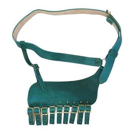 Armory Replicas Handcrafted Rigid Nature Right-Handed Leather Rapier Sword Frog Belt with Adjustable Fit - color: Green