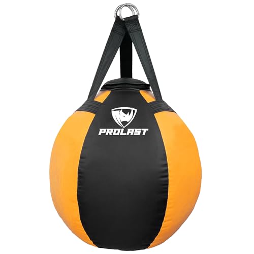 Wrecking Ball Heavy Punching Bag for Adults, Hook and Uppercut, Body Snatcher, Boxing, MMA, Muay Thai, 65 lbs - color: Yellow / Black, size: Filled