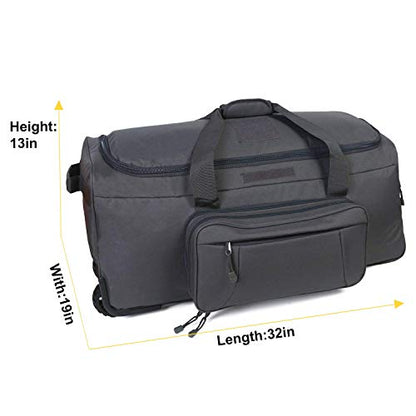 Military Wheeled Deployment Bag Large Tactical Heavy Duty Duffel Bag 124L - color: Grey