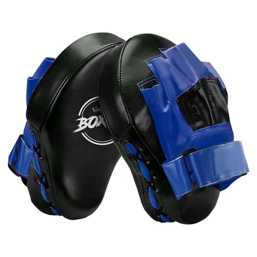Valleycomfy Boxing Pads Curved Focus Punching Mitts for Men Women - color: Blue
