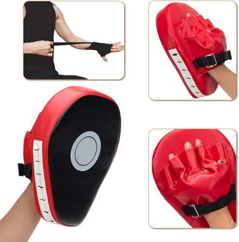 4-in-1 Boxing Gloves and Punching Mitts Set for Kids, Youth Boxing Gloves Focus Pads with Reflex Ball, Kids Sparring Equipment for MMA, Karate, Muay Thai, Taekwondo