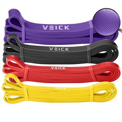 VEICK Pull Up Assist Resistance Bands for Home Gym - color: Purple/Black/Red/Yellow Set of 4 (0.3-1.1in)