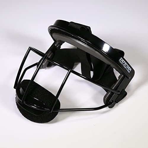 Defender Fielder’s Wire Mask - High-Impact Steel Infielder Face Guard for Softball & Baseball - Adult & Youth Sizes - Lightweight, Maximum Visibility & Secure Fit - color: Black, size: Youth