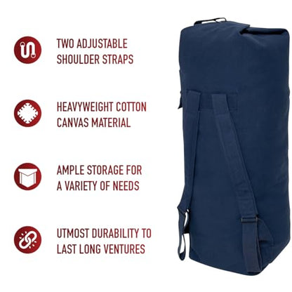 GI Style Double Strap Duffle Bag - color: Navy Blue