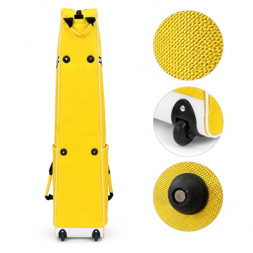 Fencing Bag with Wheels, Rolling Fencing Bag for Foil Epee Saber, Long Sword Carrier for HEMA and Fencing Gear, Side Pocket and Carry Handles - color: Yellow