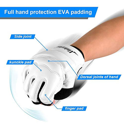 Xinluying MMA Gloves, 8mm EVA Padding, Adjustable Wrist Strap, Women & Kids - color: White, size: XX-Large