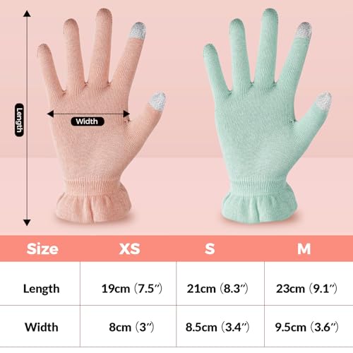 Donfri Touchscreen Cotton Moisturizing Gloves 6 Pairs, Pink, S - size: Small-Pink