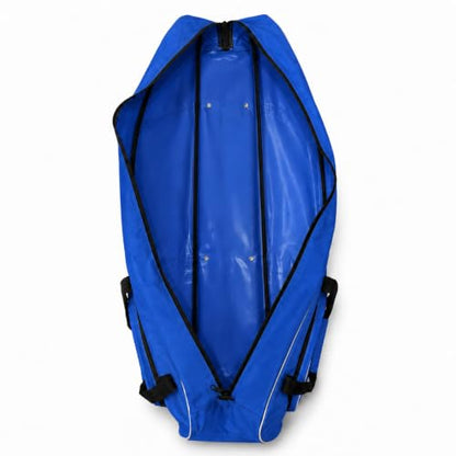 Fencing Bag with Wheels, Rolling Fencing Bag for Foil Epee Saber, Long Sword Carrier for HEMA and Fencing Gear, Side Pocket and Carry Handles - color: Blue